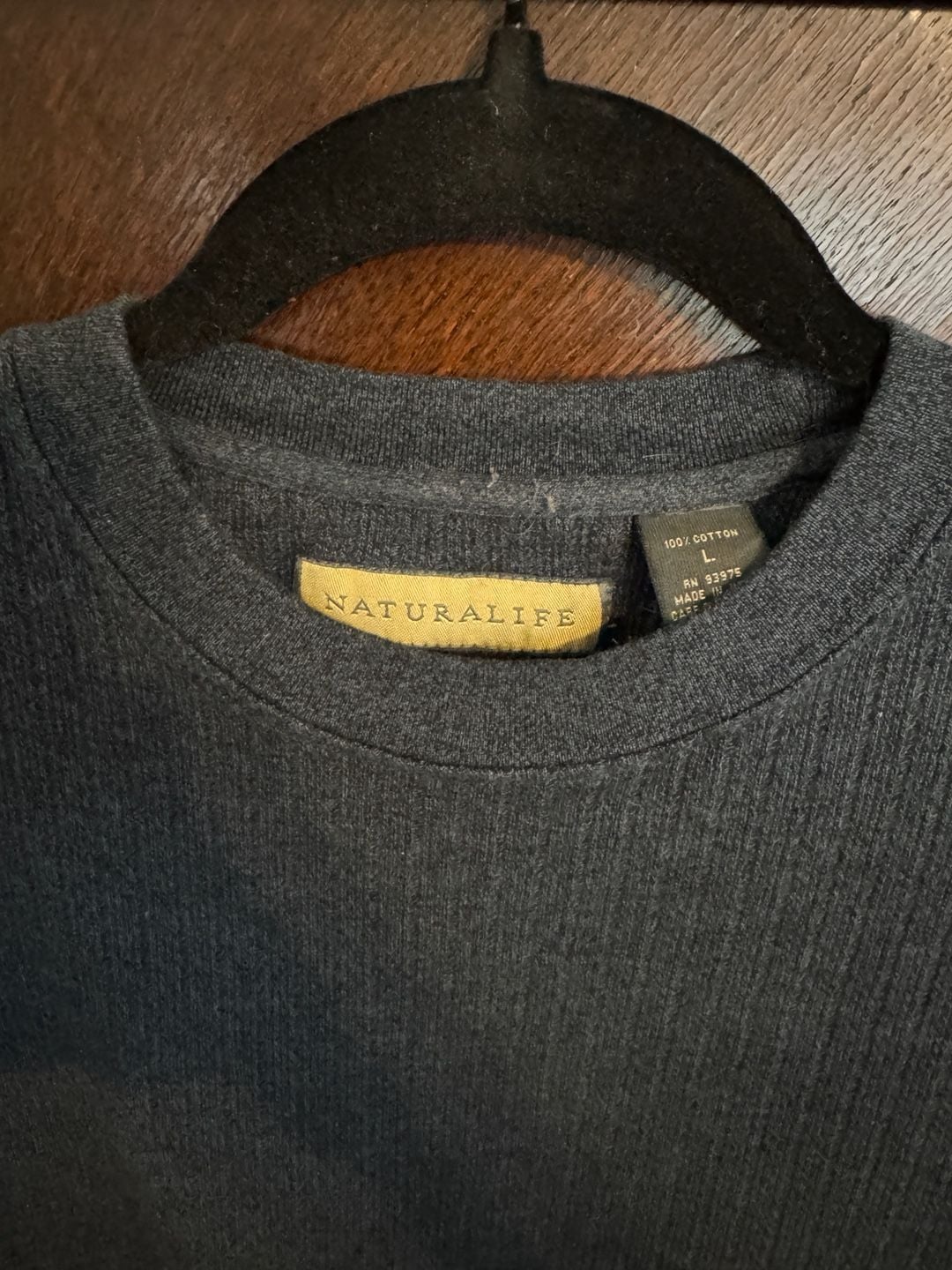 Naturalife Men's Size Large Long Sleeve Ribbed Crewneck Shirt 2