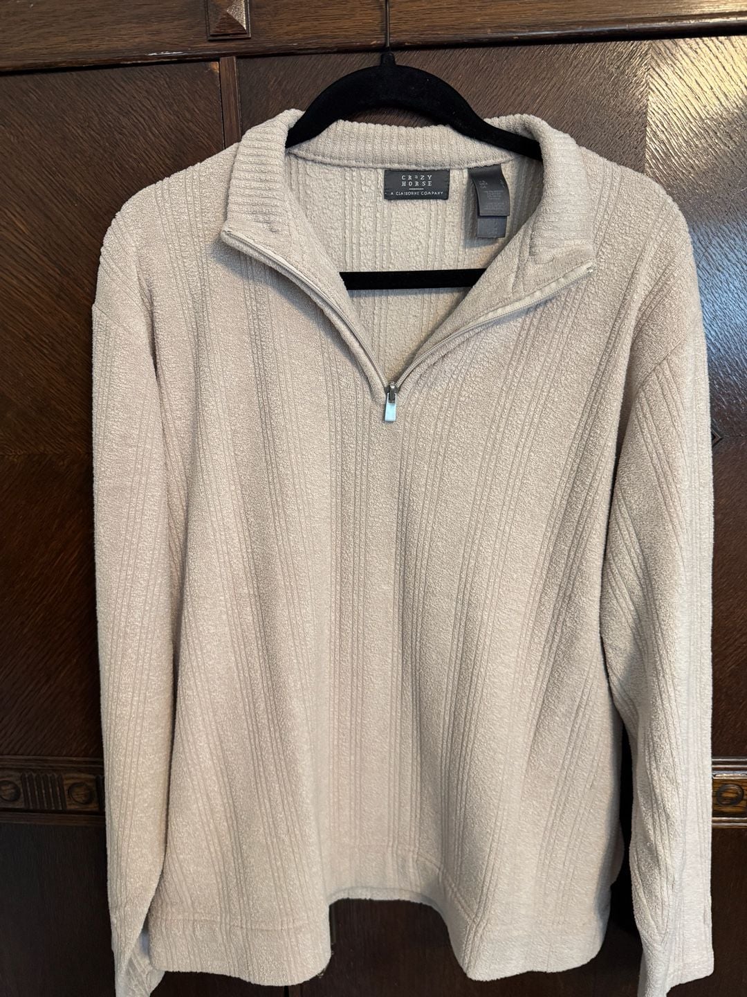 Crazy Horse A Claiborne Company Size L Beige Quarter Zip Pullover 2