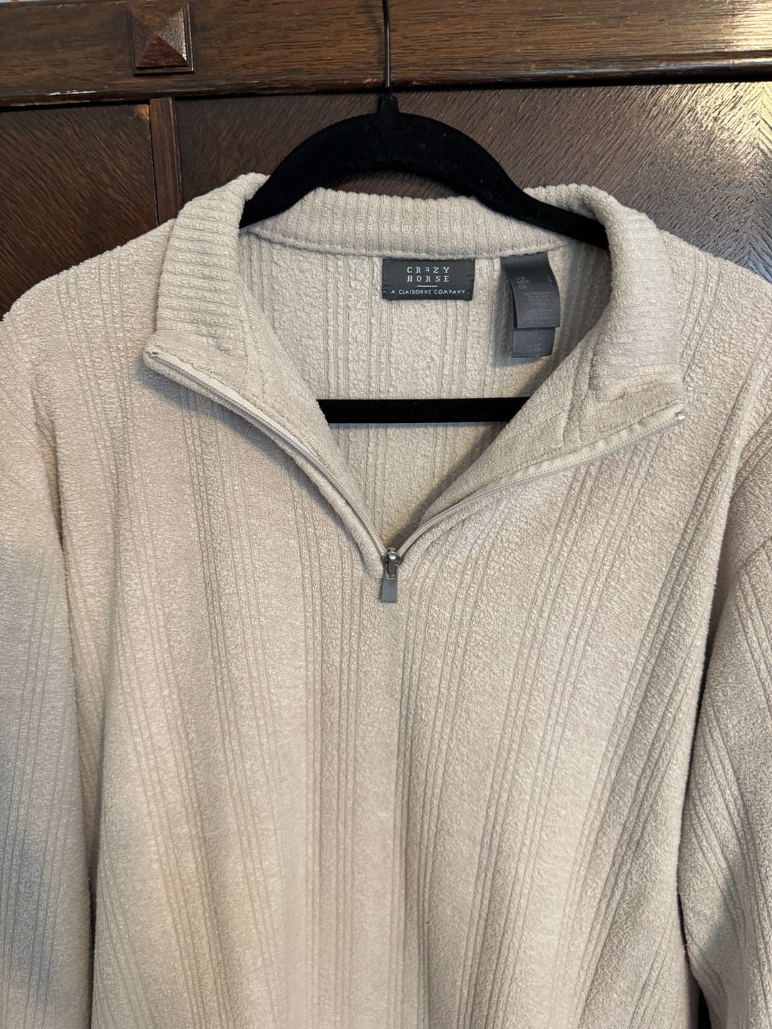 Crazy Horse A Claiborne Company Size L Beige Quarter Zip Pullover 3