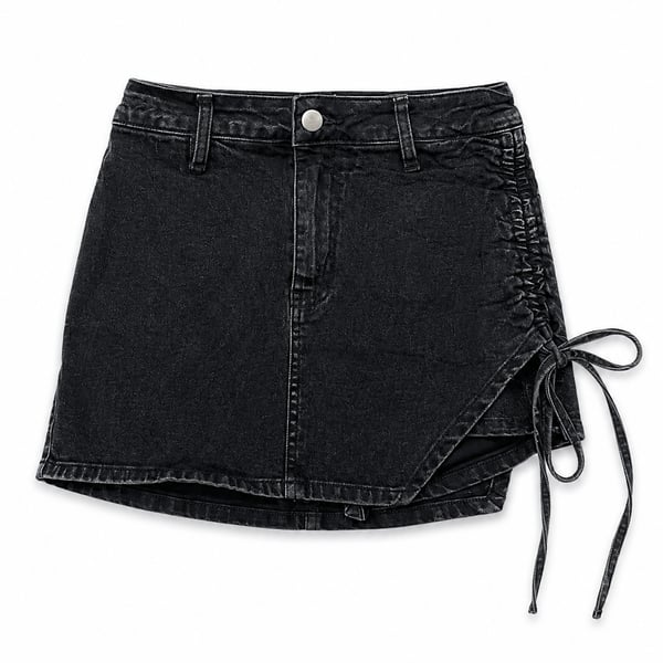 Always Cool Ruched Denim Mini Skort