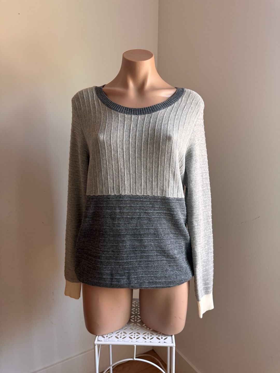 Madewell Women's Size M Colorblock Ribbed Cotton Sweater 1