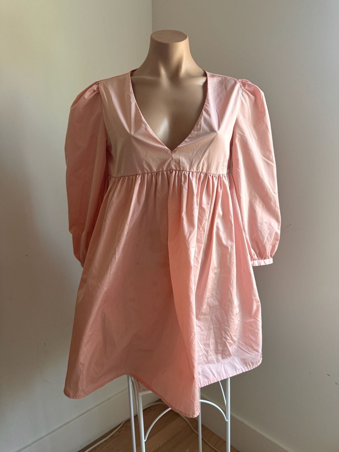 Sunday Best Pink Puff Sleeve Babydoll Mini Dress Size XS 2