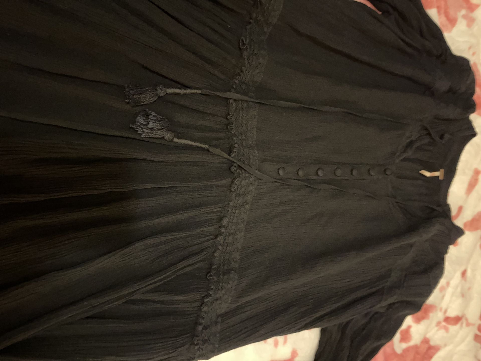 Size S Free People Black Gauze Tunic Top 8