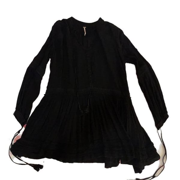 Size S Free People Black Gauze Tunic Top