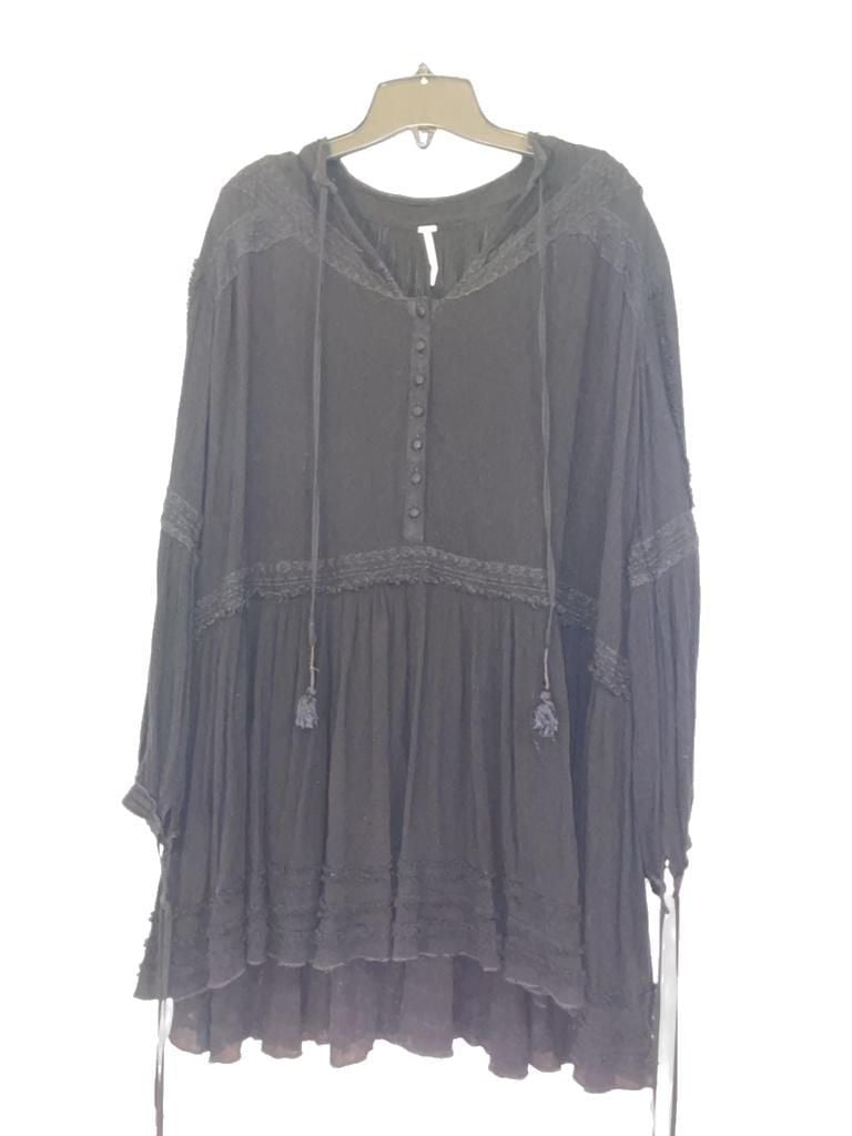 Size S Free People Black Gauze Tunic Top 3