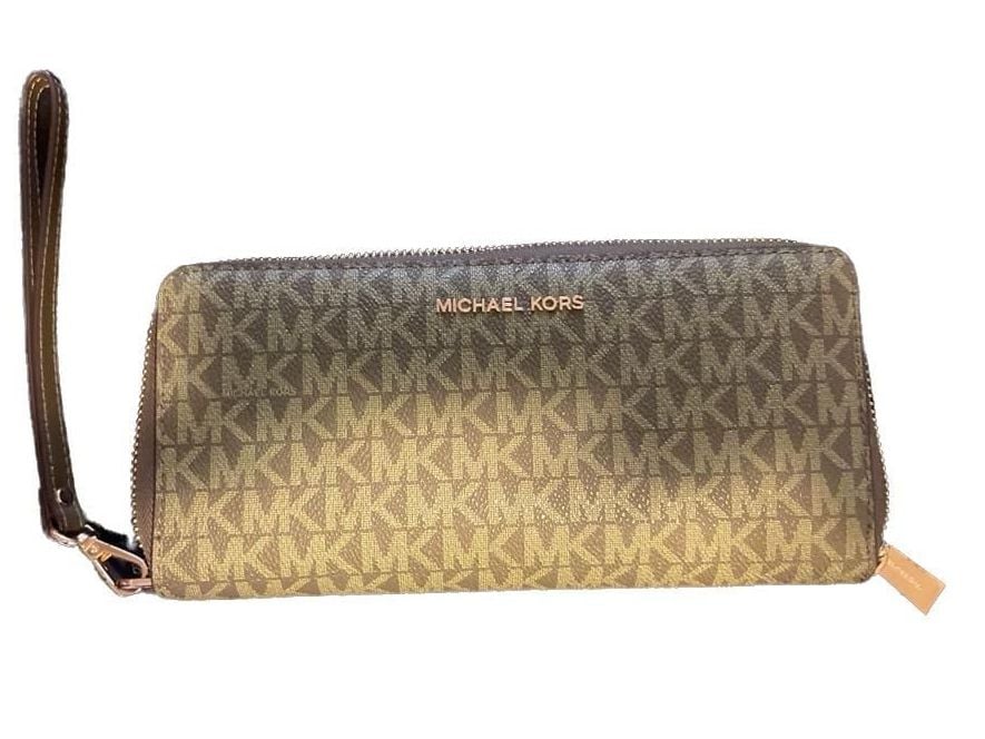 Michael Kors Jet Set Travel Large Logo Continental Wristlet Olive Green 2