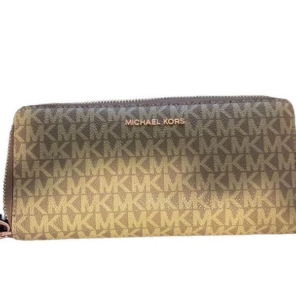 Michael Kors Jet Set Travel Large Logo Continental Wristlet Olive Green