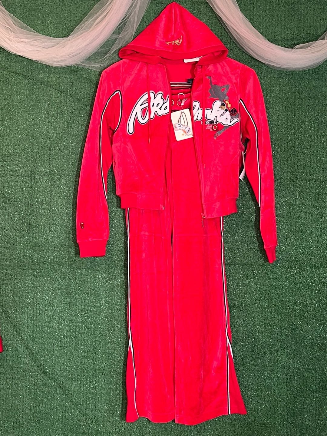Akdmks Velour Tracksuit Set Red Size M 7