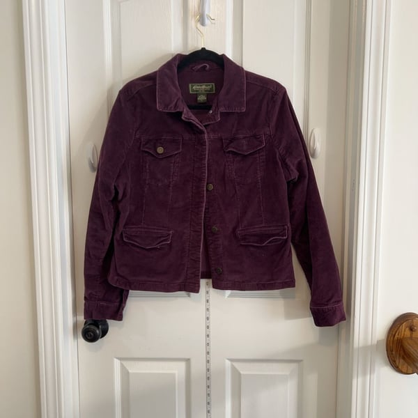 Eddie Bauer Women's Purple Corduroy Button Front Jacket Size Large