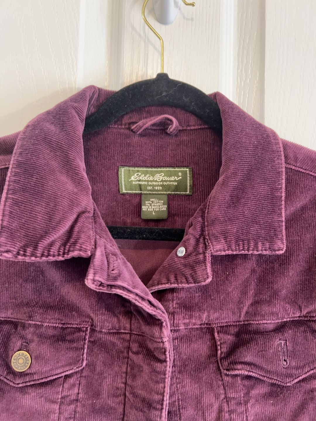 Eddie Bauer Women's Purple Corduroy Button Front Jacket Size Large 3