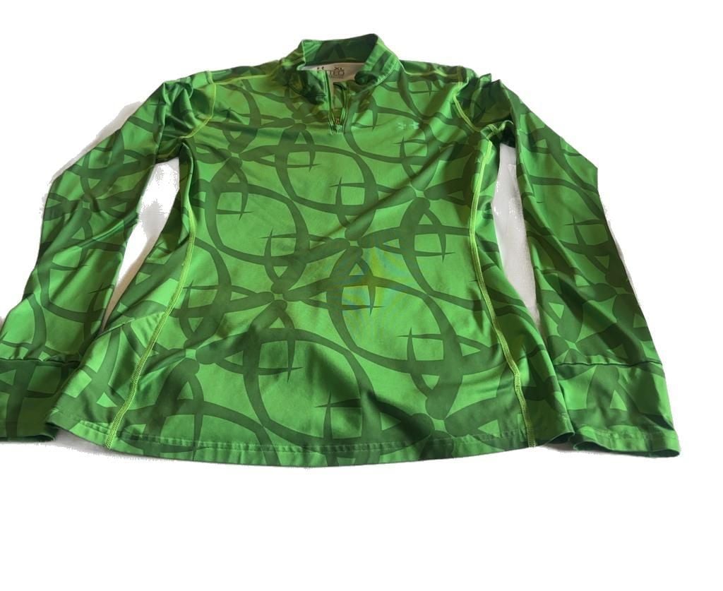 Under Armour Fitted 1/4 Zip Long Sleeve Shirt Green XL 2
