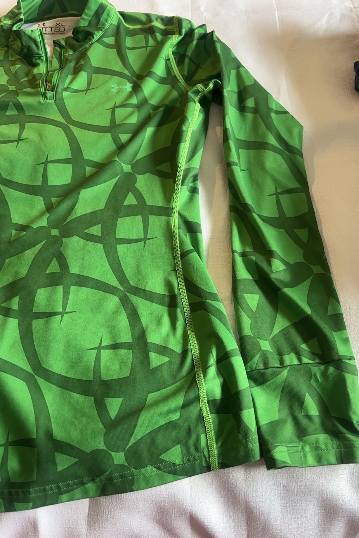 Under Armour Fitted 1/4 Zip Long Sleeve Shirt Green XL 6
