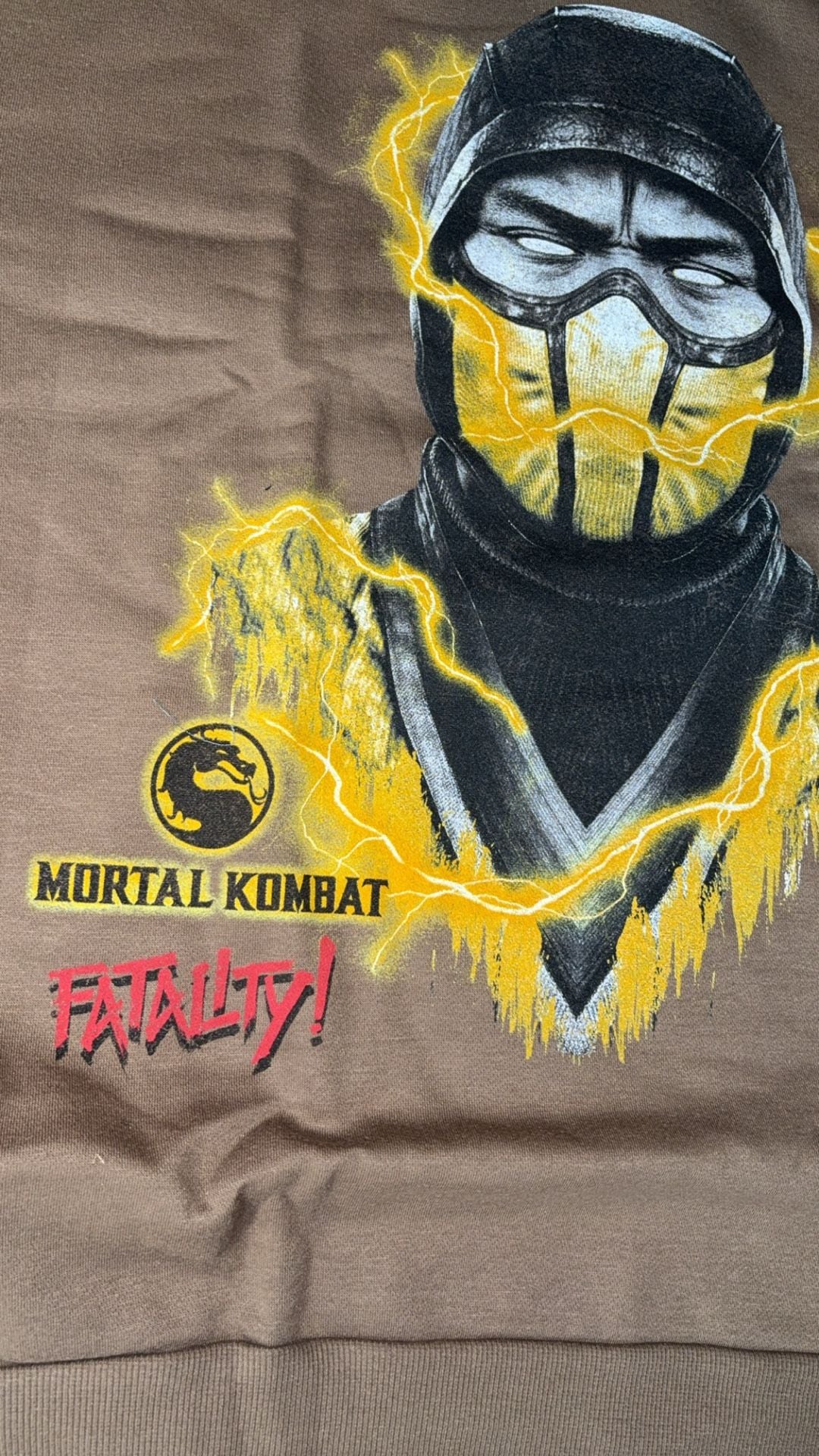 Mortal Kombat Scorpion Fatality Graphic Sweatshirt Brown 2