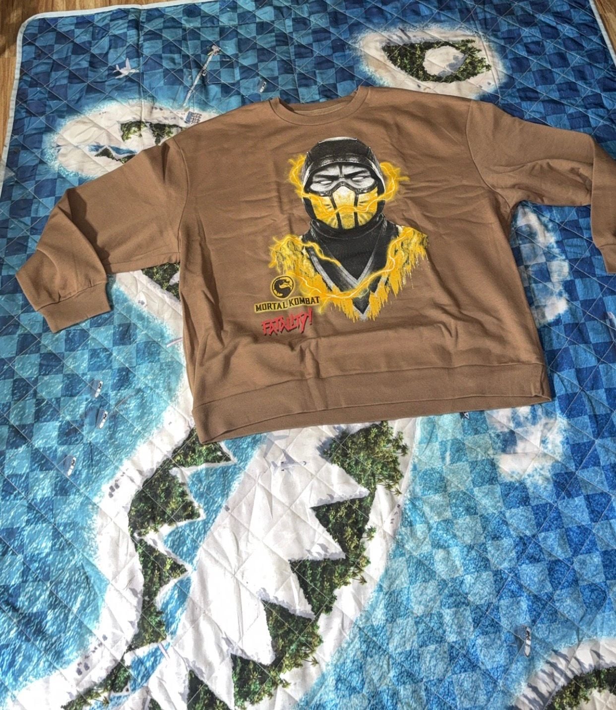 Mortal Kombat Scorpion Fatality Graphic Sweatshirt Brown 3