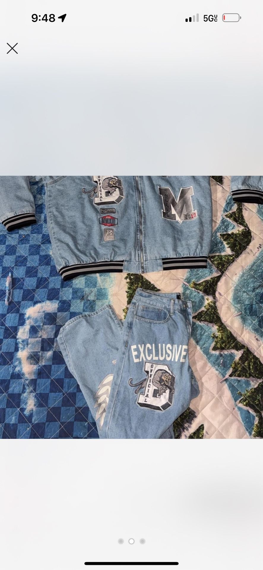 Official Exclusive Homme Denim Varsity Jacket and Jeans Set 2