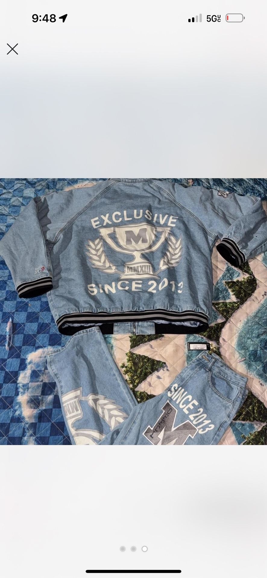 Official Exclusive Homme Denim Varsity Jacket and Jeans Set 3