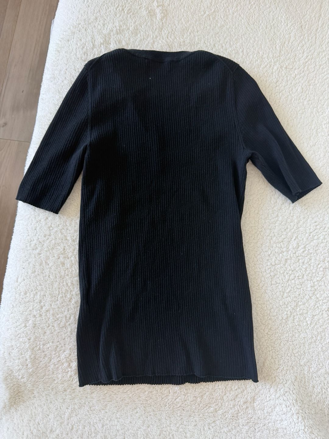 Banana Republic Stretch Cotton Ribbed Short Sleeve Sweater Black Size S 3