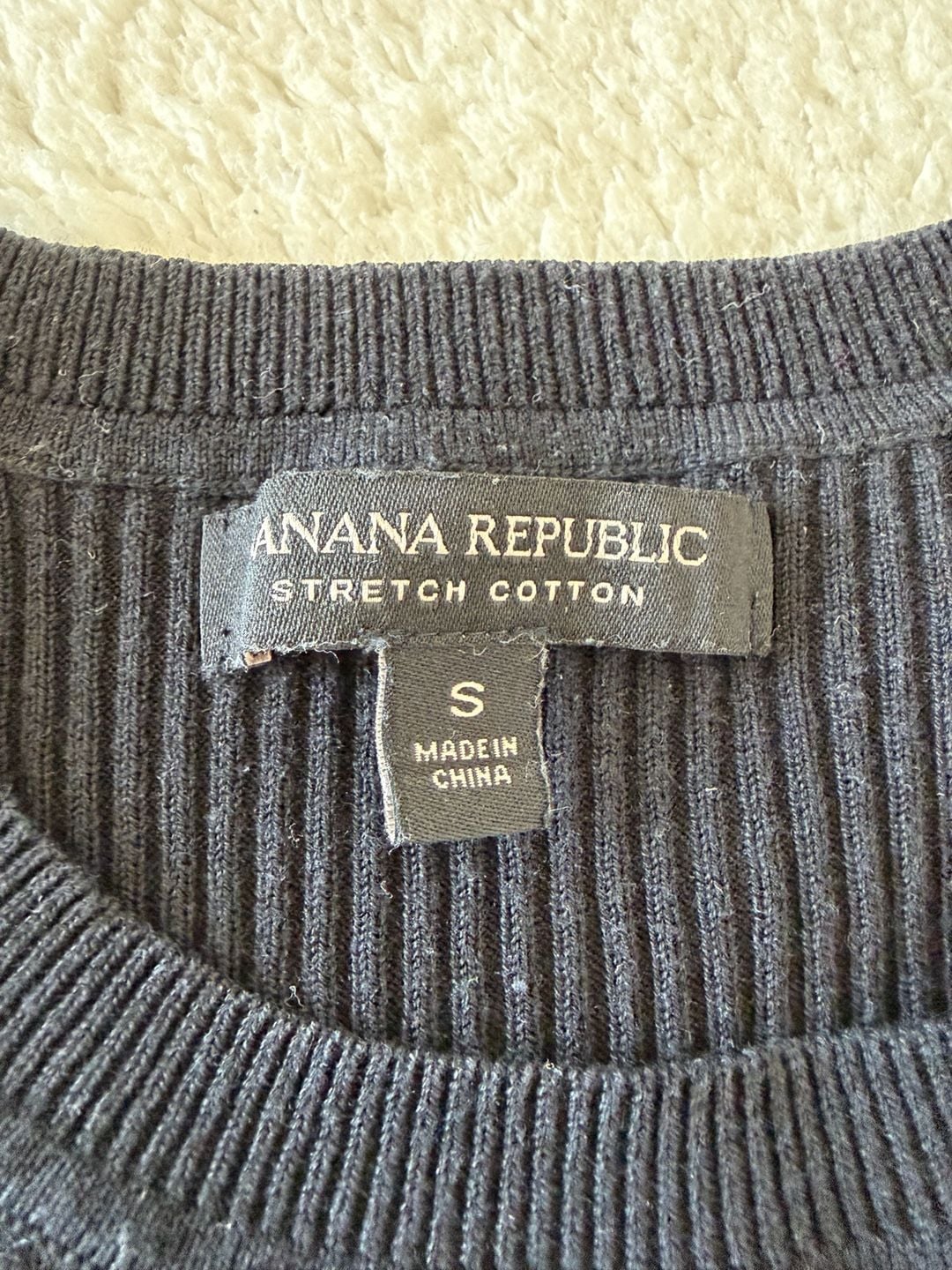 Banana Republic Stretch Cotton Ribbed Short Sleeve Sweater Black Size S 4