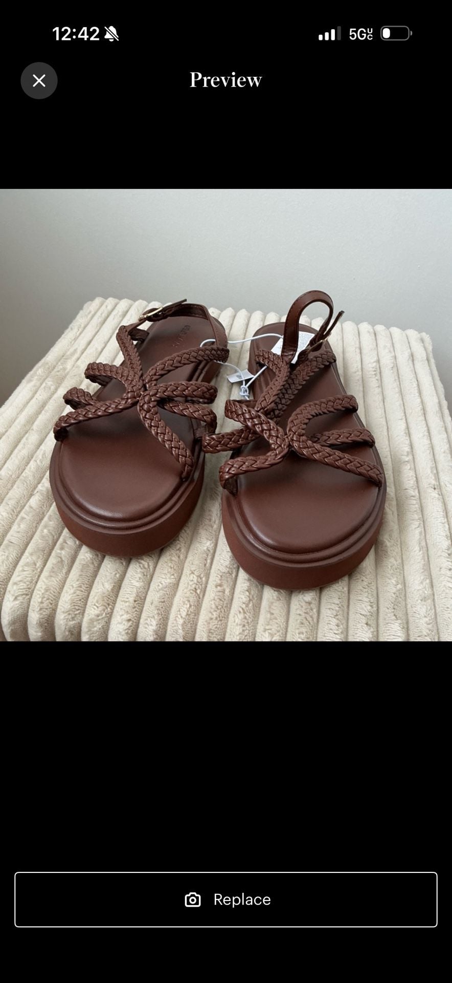 Old Navy Brown Braided Platform Sandals Size 8 1