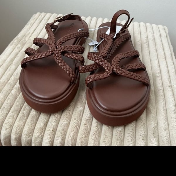 Old Navy Brown Braided Platform Sandals Size 8