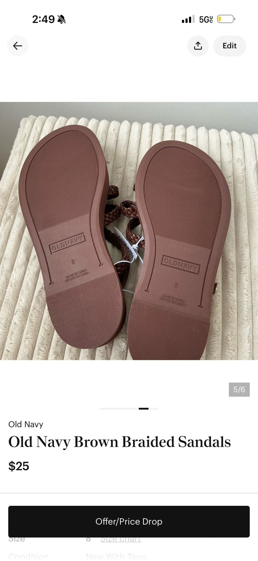 Old Navy Brown Braided Platform Sandals Size 8 2