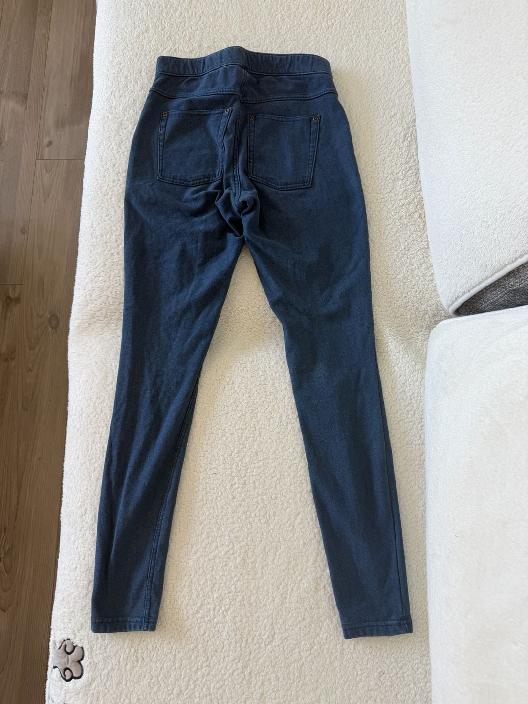 HUE Faux Denim Fleece Lined Stretch Leggings Blue Size S 3