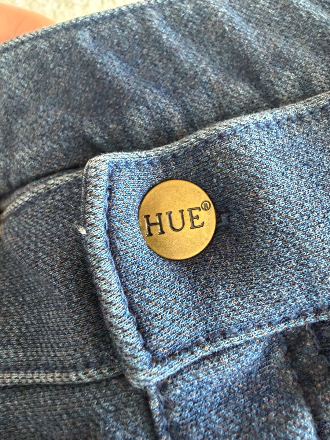 HUE Faux Denim Fleece Lined Stretch Leggings Blue Size S 5
