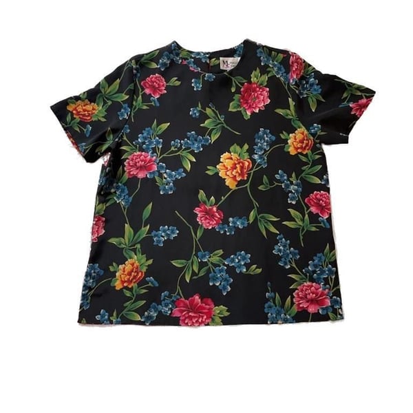 Maggie Sweet Floral Print Blouse Size Medium