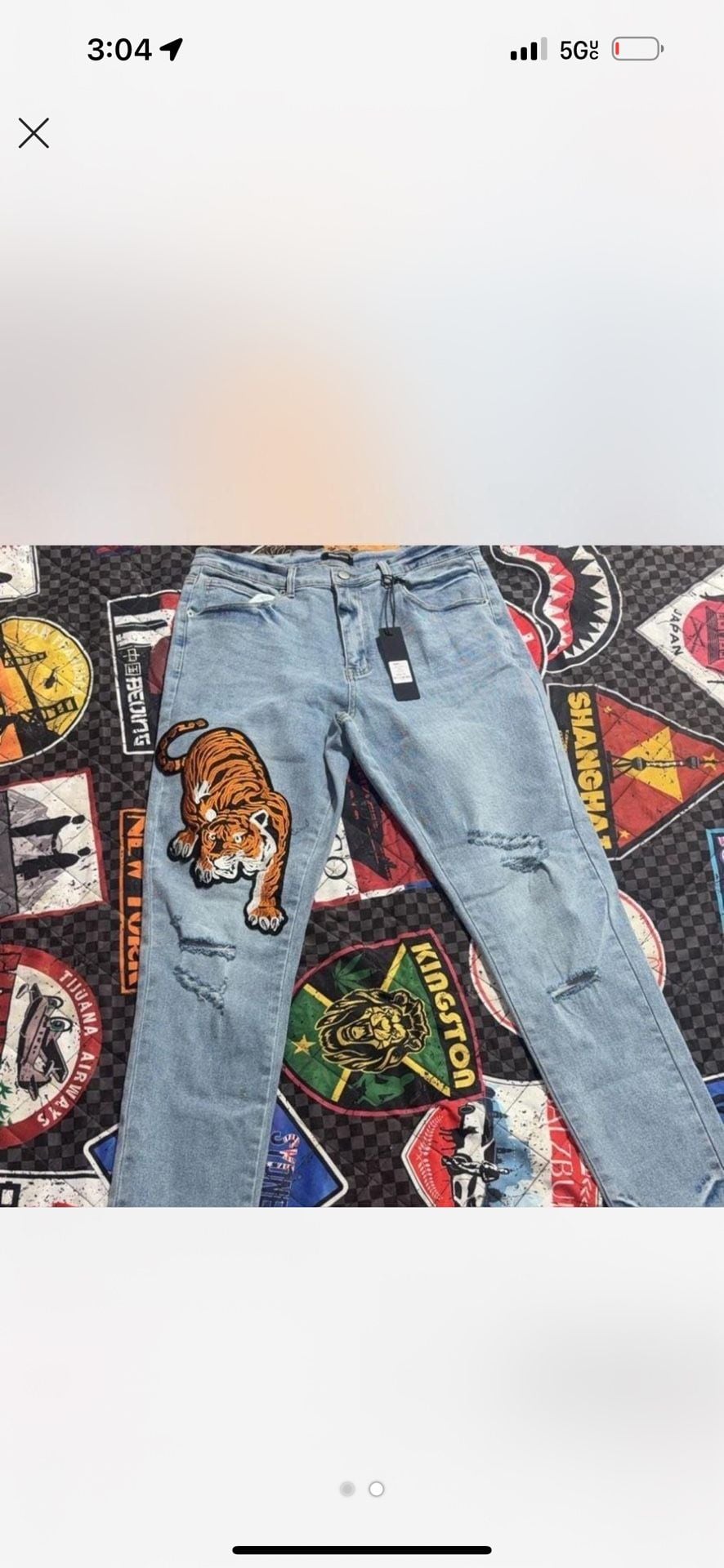 Fashion Nova Tiger Embroidered Distressed Slim Fit Jeans 2