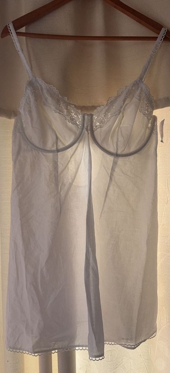 D243 Audrey Intimates White Lace Trim Chemise XL 1