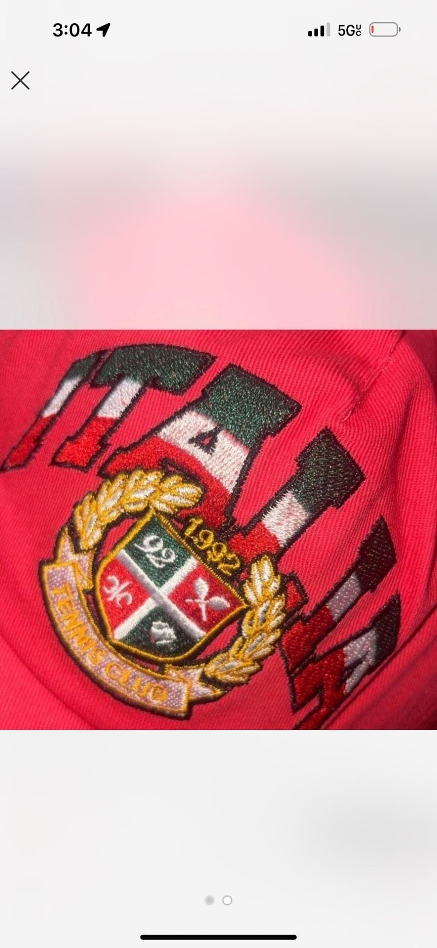 Vintage 1992 Italy Tennis Club Embroidered Red Baseball Cap 3
