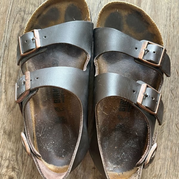 Birkenstock Arizona Leather Sandals Dark Brown
