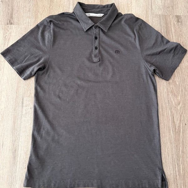 TravisMathew Men's Size L Gray Short Sleeve Polo Shirt