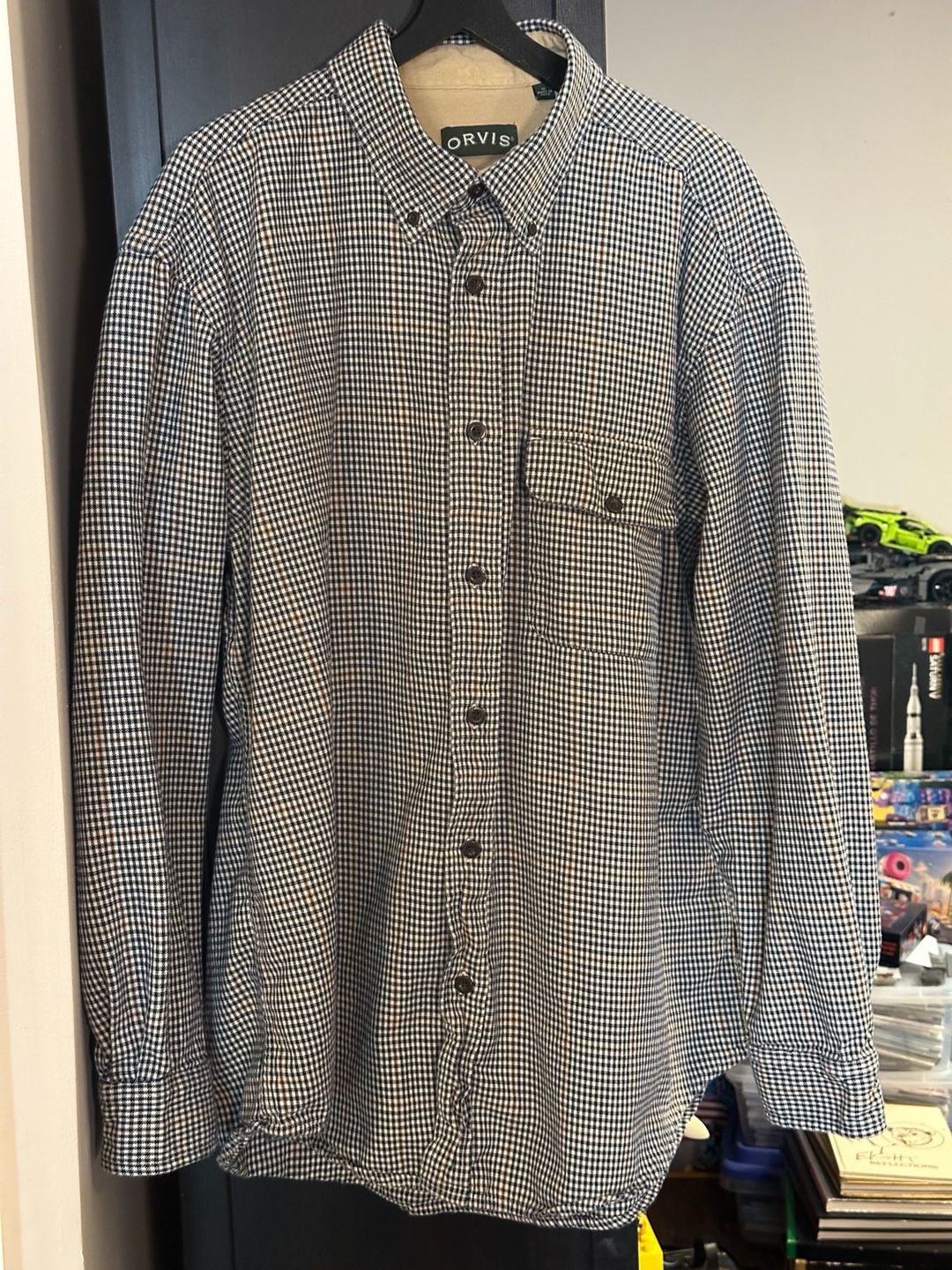 Orvis Men's XL Long Sleeve Button Down Shirt Houndstooth Pattern 2