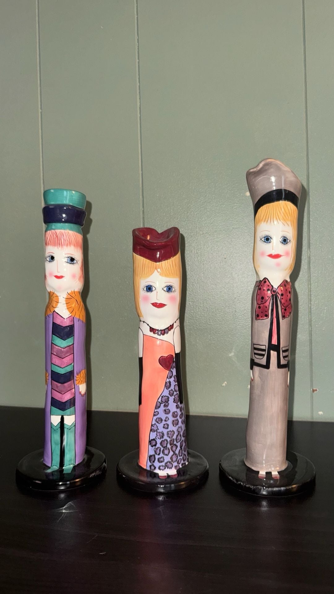 Set of 3 Susan Paley for Ganz Bella Casa Figural Candlestick Holders 1