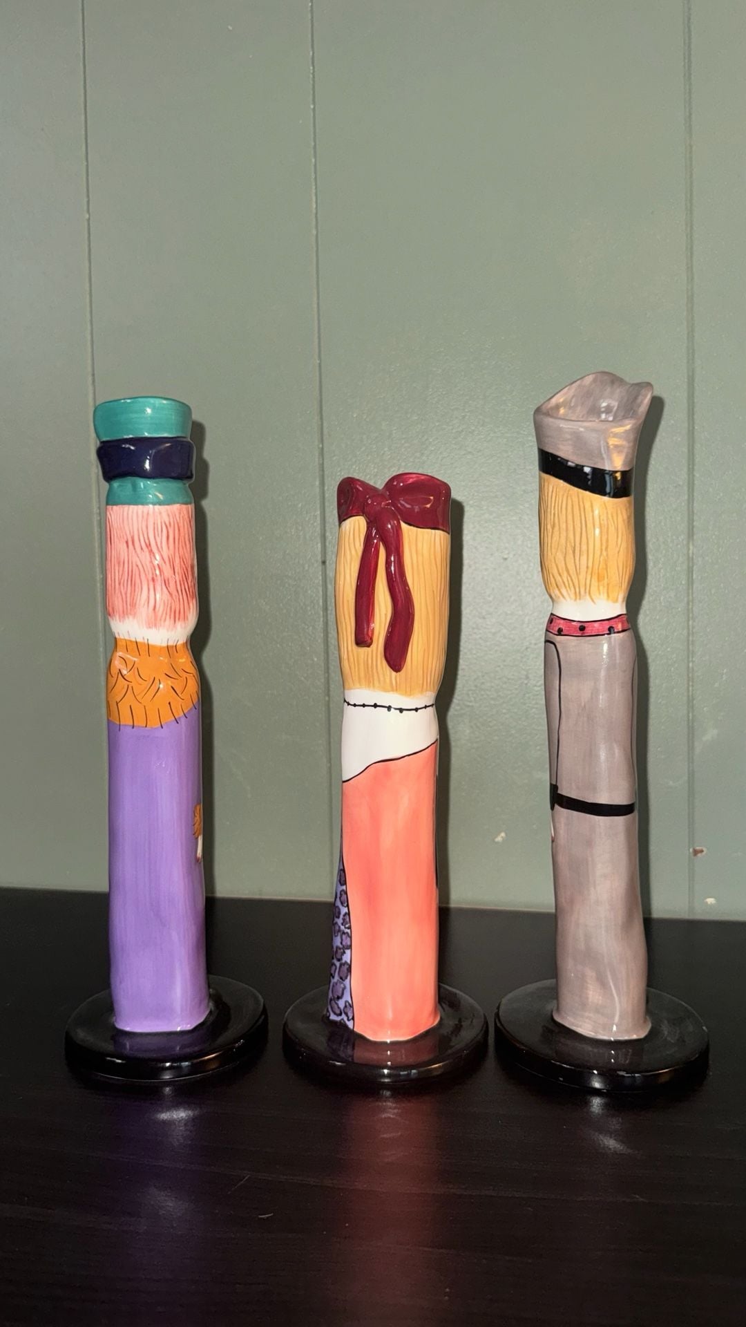 Set of 3 Susan Paley for Ganz Bella Casa Figural Candlestick Holders 2