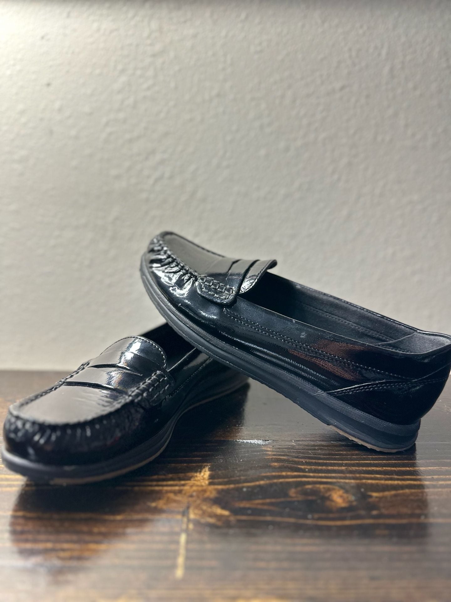 Geox Respira Black Patent Leather Penny Loafers Size 38 2