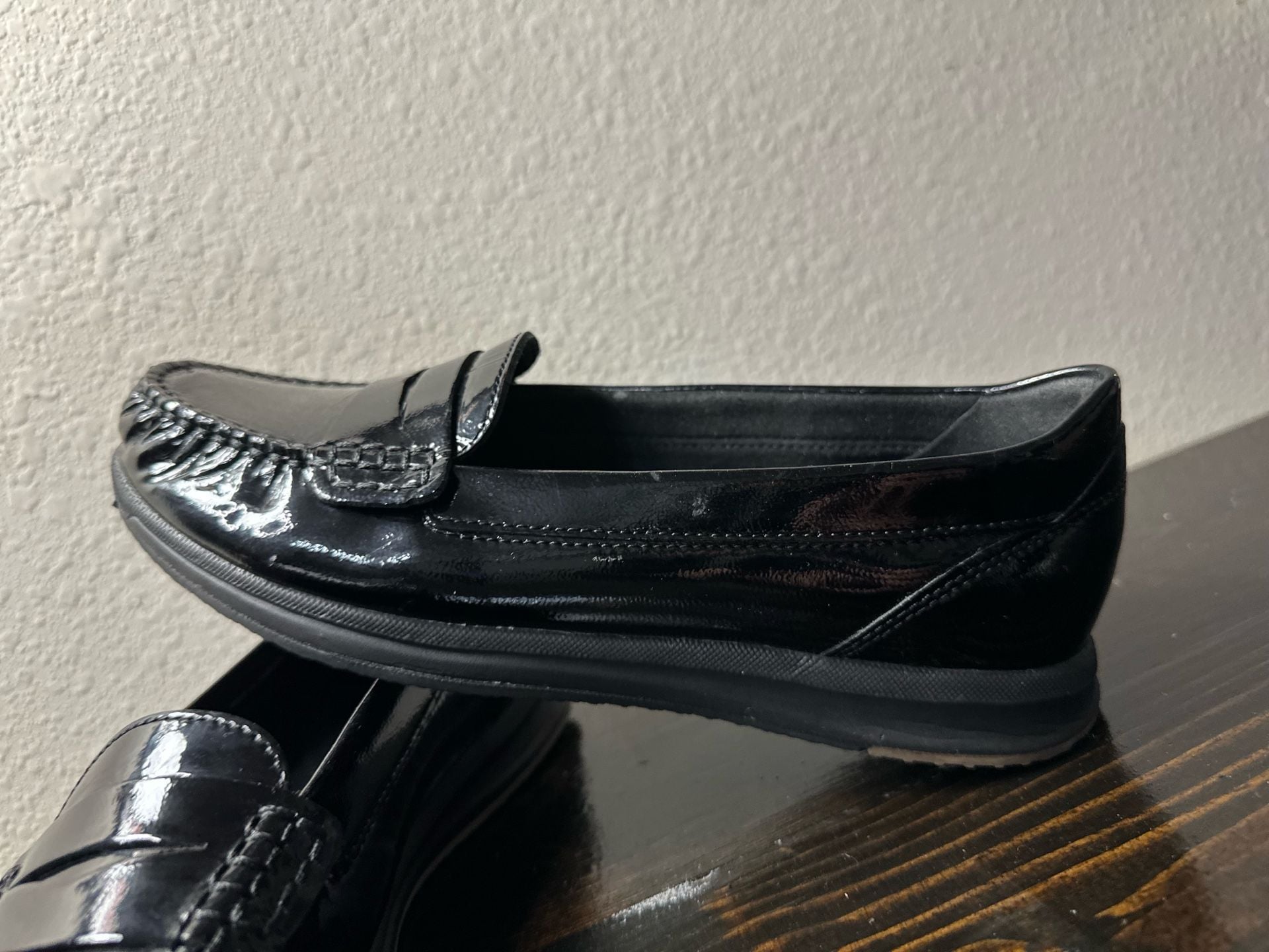 Geox Respira Black Patent Leather Penny Loafers Size 38 3