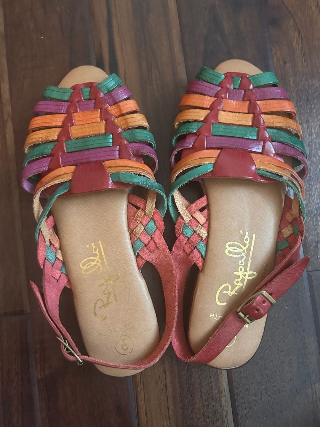Rafallo Multi-Color Woven Leather Huarache Sandals Size 8 Wide 2