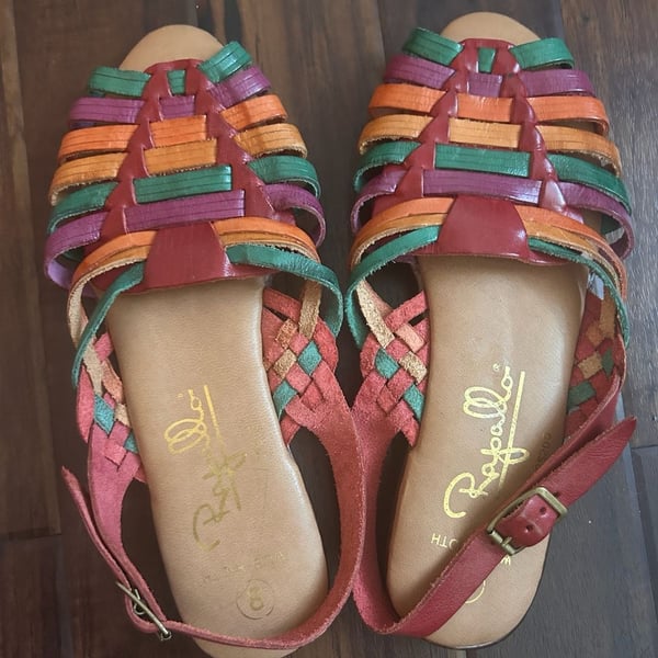 Rafallo Multi-Color Woven Leather Huarache Sandals Size 8 Wide