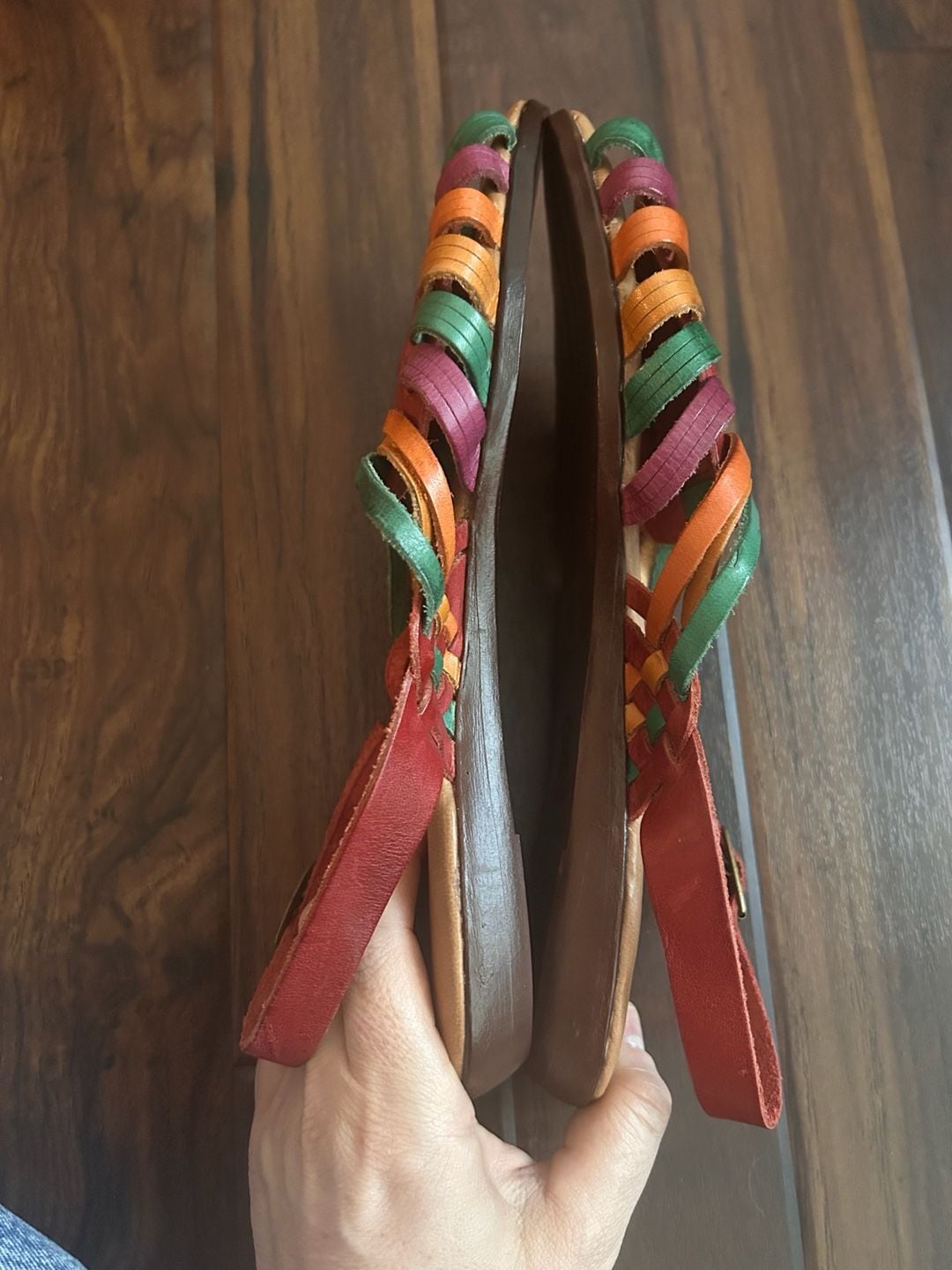 Rafallo Multi-Color Woven Leather Huarache Sandals Size 8 Wide 6