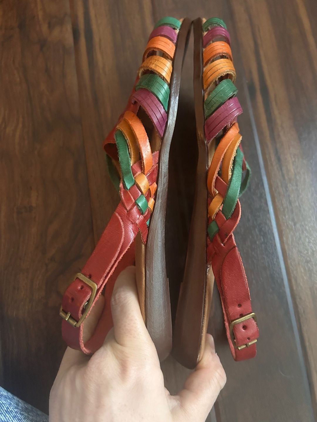 Rafallo Multi-Color Woven Leather Huarache Sandals Size 8 Wide 7