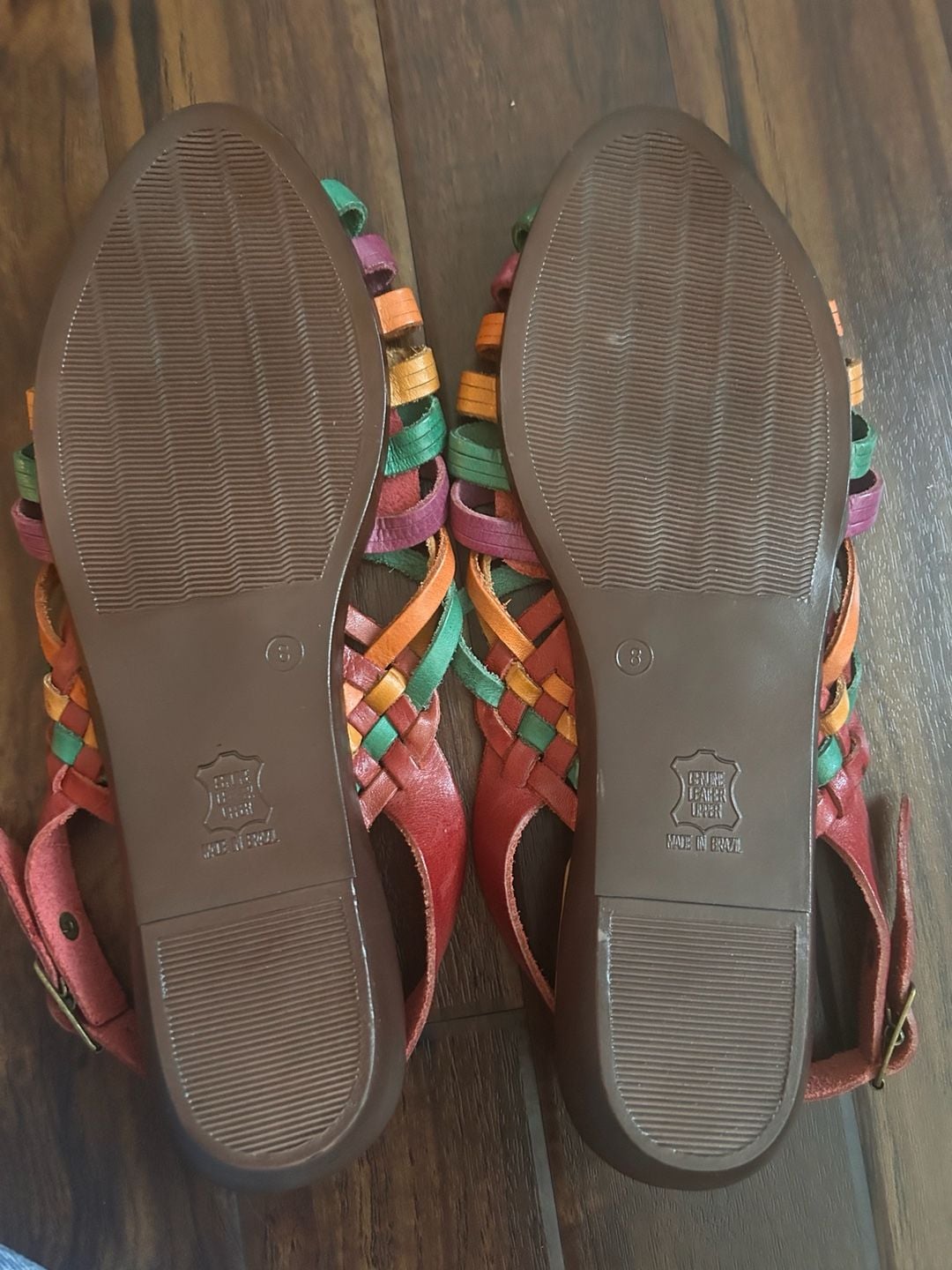 Rafallo Multi-Color Woven Leather Huarache Sandals Size 8 Wide 8