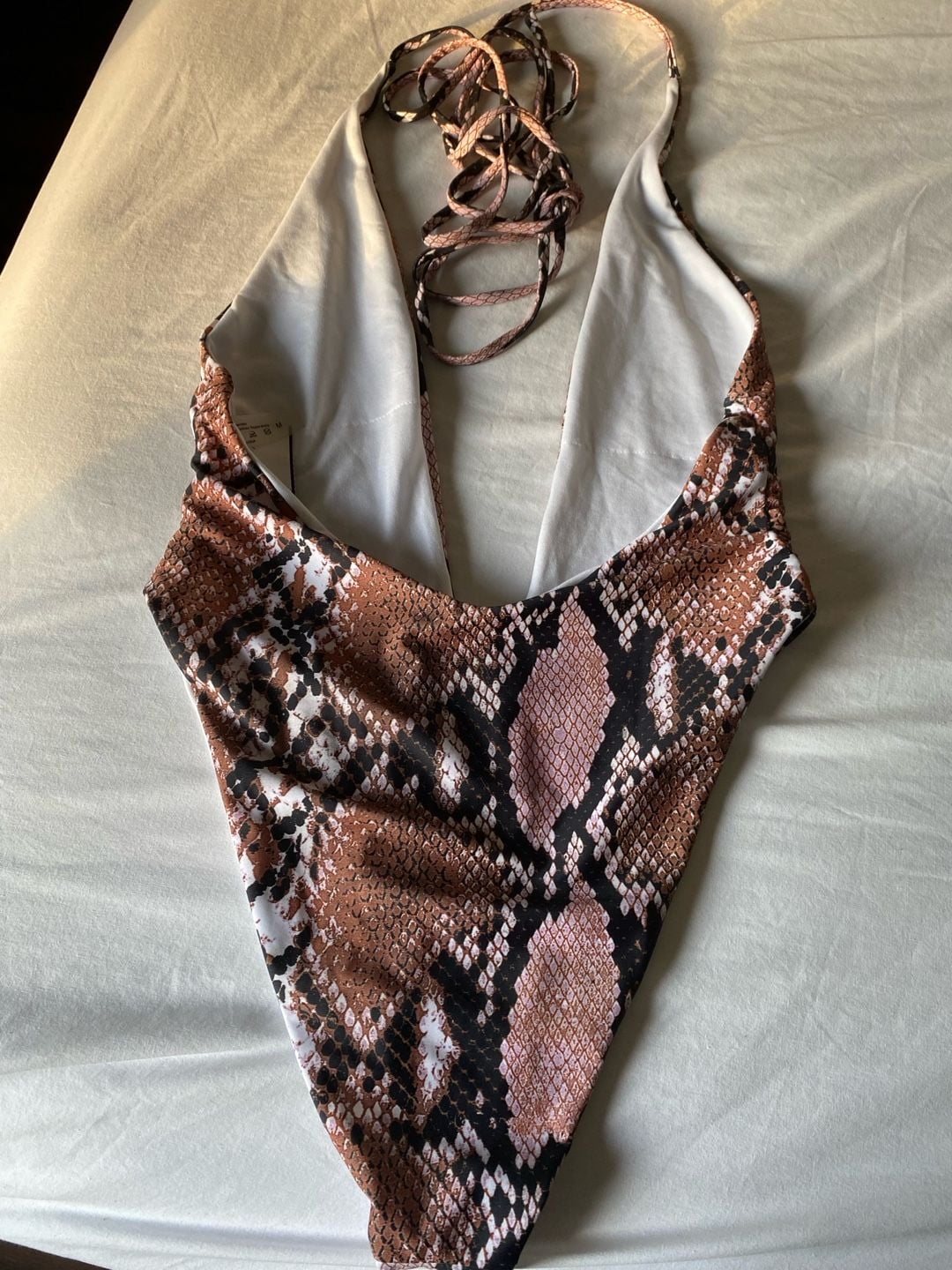 Snakeskin Print Halter One-Piece Swimsuit Size M 2
