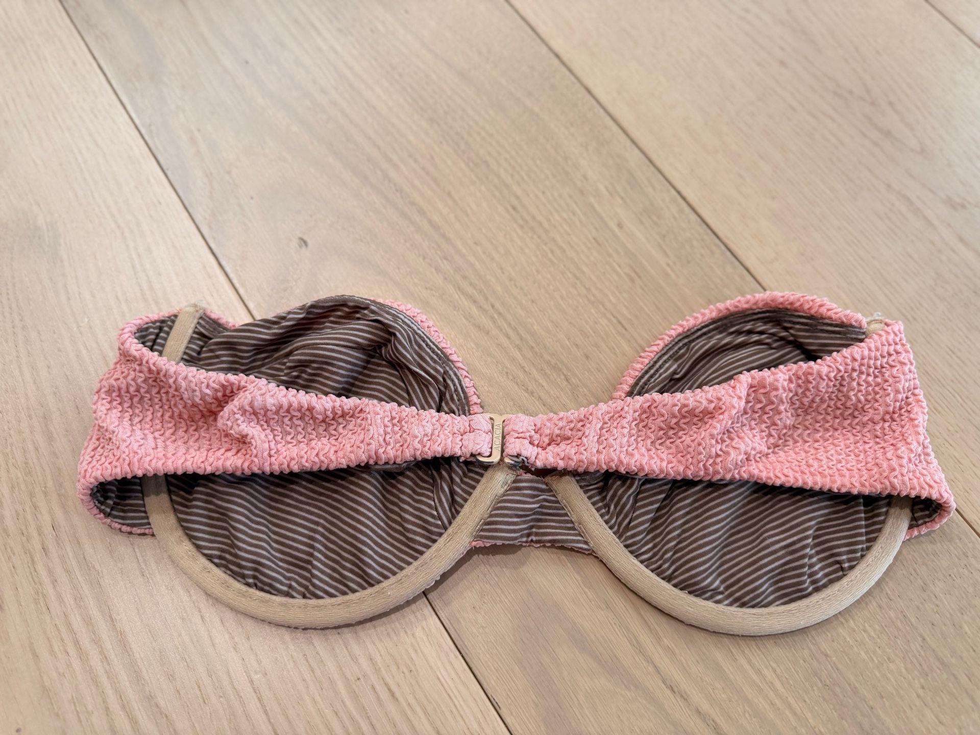 Acacia Swimwear Reversible Bikini Set Pink Textured Stripe Size S M 4