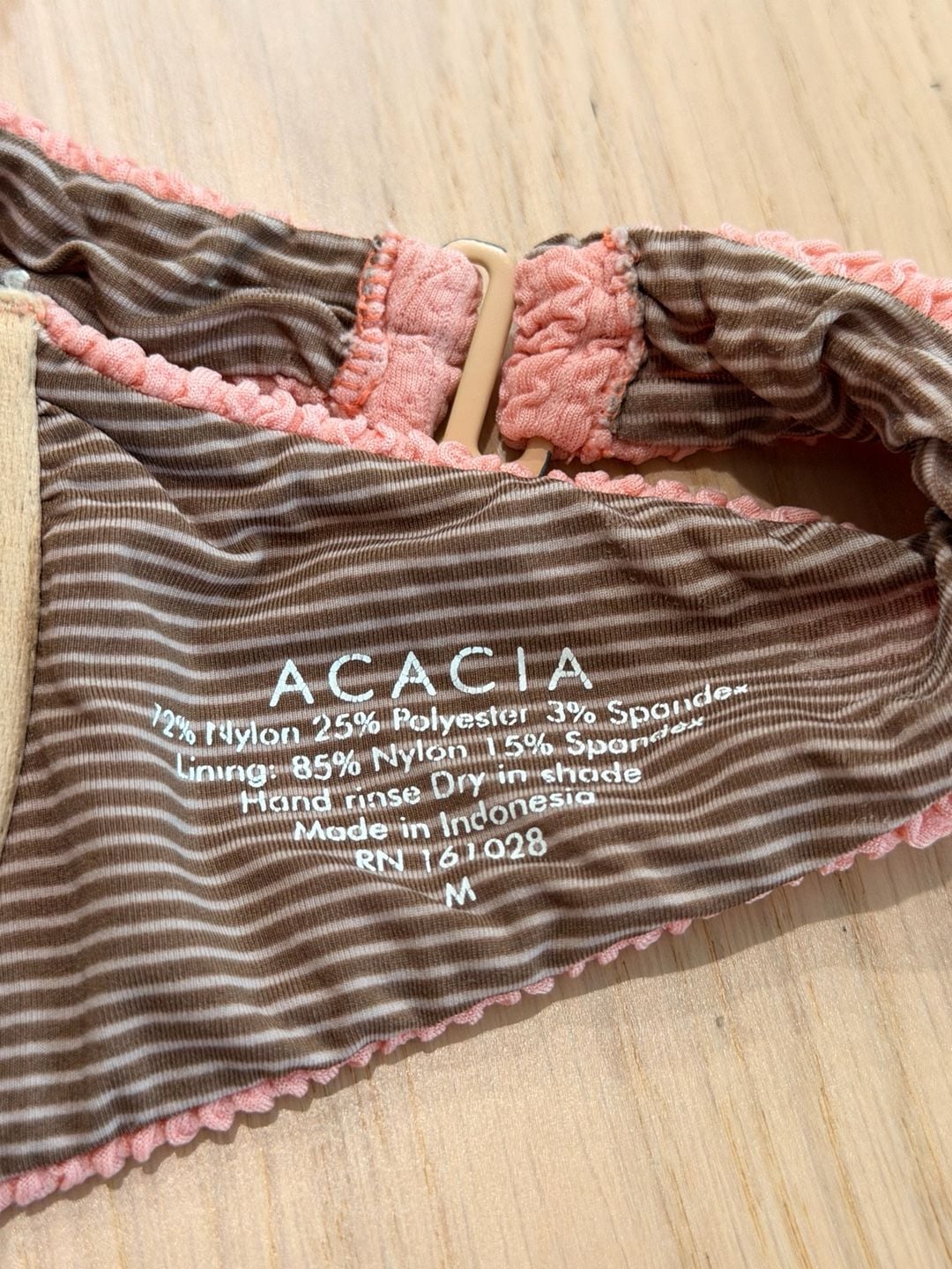 Acacia Swimwear Reversible Bikini Set Pink Textured Stripe Size S M 6