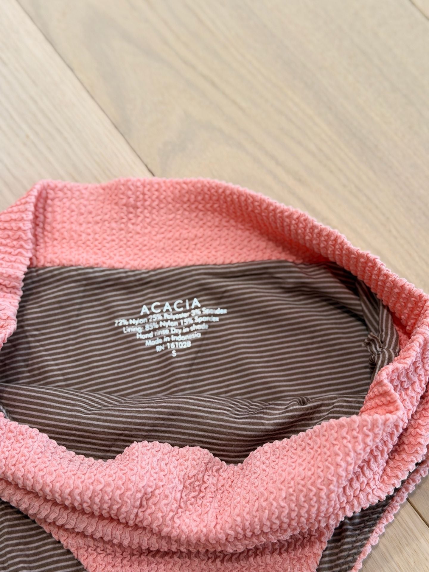 Acacia Swimwear Reversible Bikini Set Pink Textured Stripe Size S M 7
