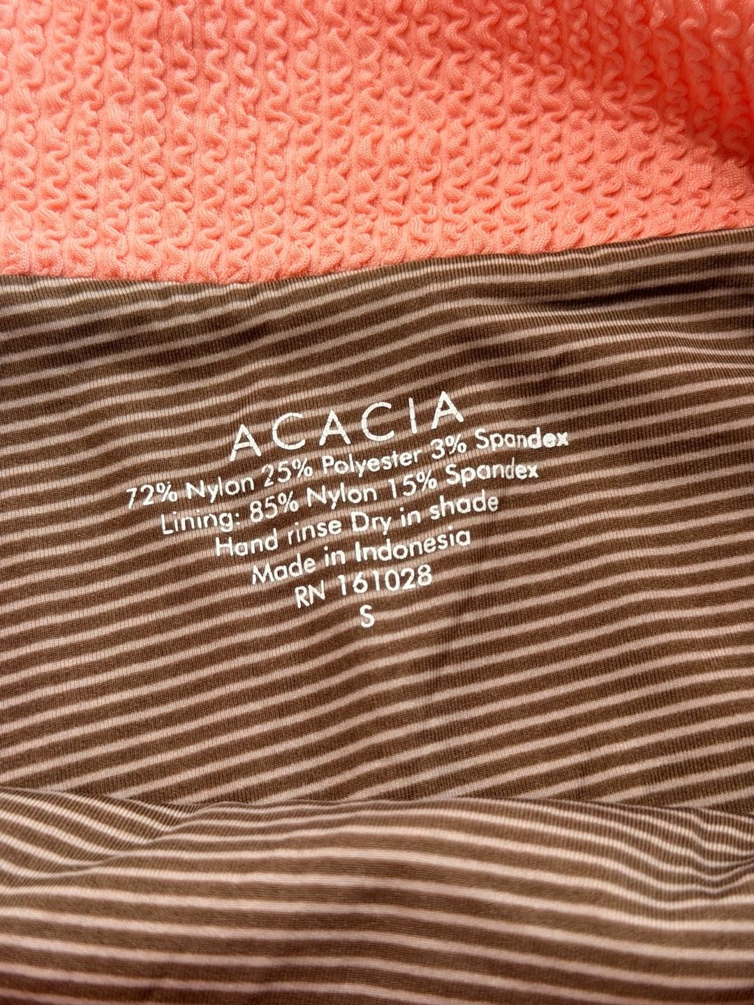 Acacia Swimwear Reversible Bikini Set Pink Textured Stripe Size S M 8