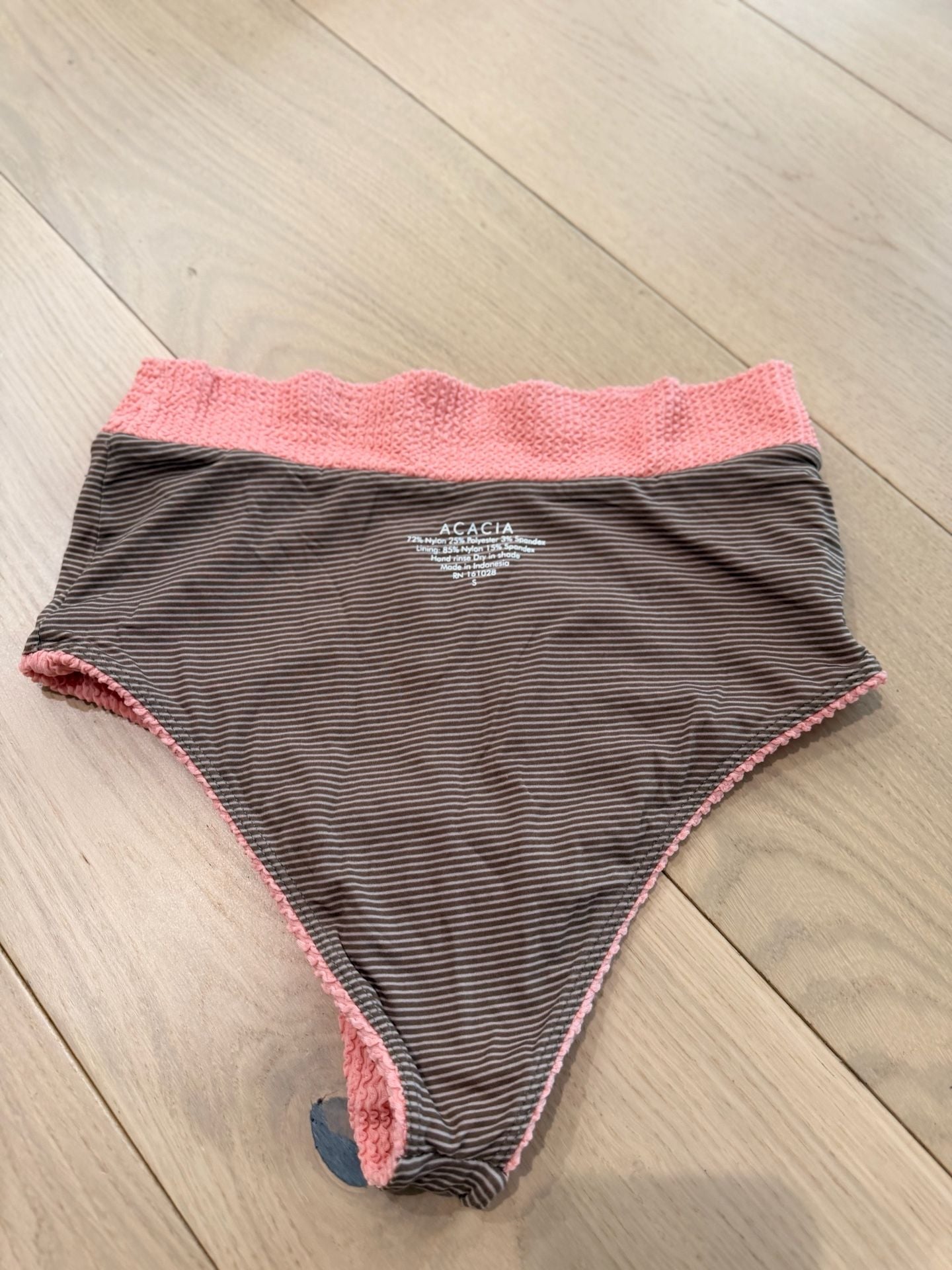 Acacia Swimwear Reversible Bikini Set Pink Textured Stripe Size S M 10