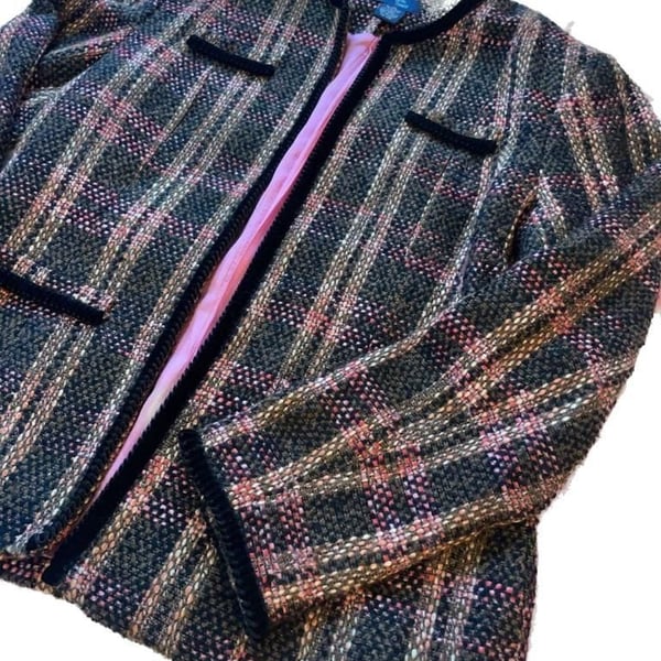 Fundamental Things Tweed Plaid Blazer Jacket Size 14